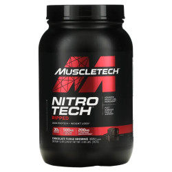 Сывороточный протеин шоколадный фадж брауни + похудение, Nitro Tech Ripped Muscletech, 907 г