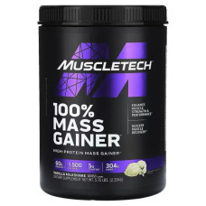 Гейнер MuscleTech 100% Mass Gainer, ванільний молочний коктейль, 2.33 кг