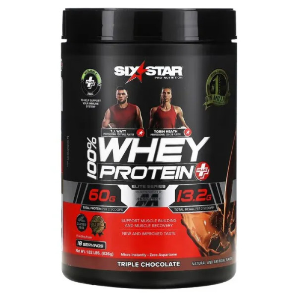 Сироватковий протеїн, Whey Protein, Sixstar, потрійний шоколад, 826 г