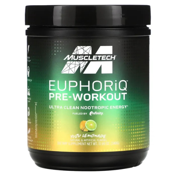 Передтренувальний комплекс, Euphoriq, Limited Edition, Muscletech, лимонад юдзу, 340 г