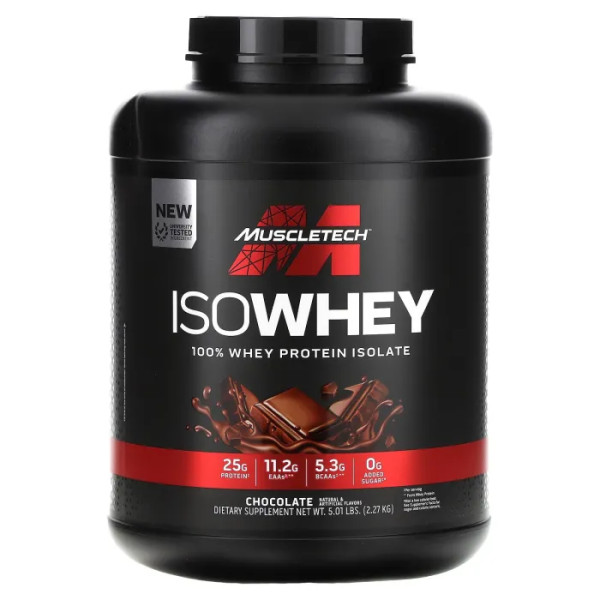 Ізолят сироваткового протеїну, IsoWhey, MuscleTech, смак шоколаду, 2,27 кг