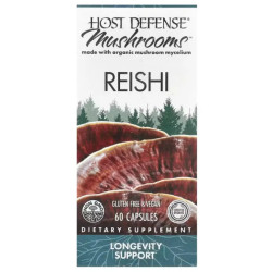 Рейши, для долголетия, Reishi Host Defense Mushrooms, 60 вегетарианских капсул