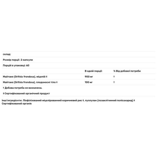 Майтаке, Maitake, Host Defense, Mushrooms, 120 капсул