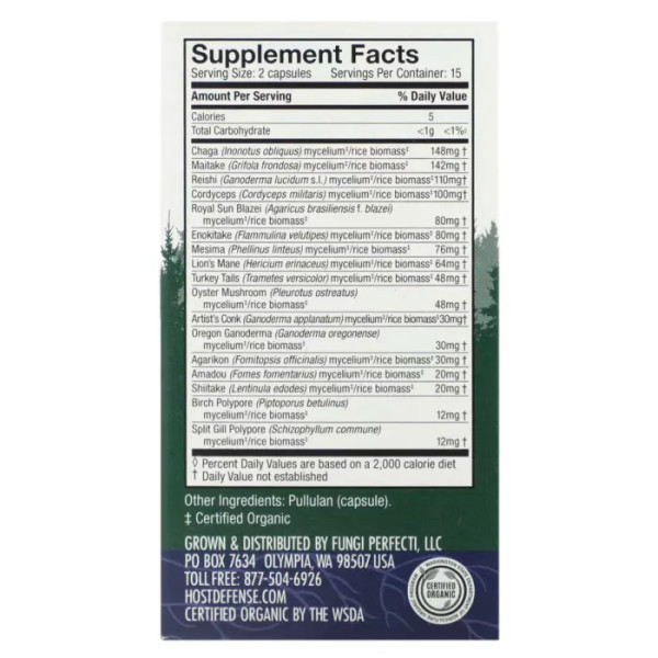 Підтримка імунітету, Mushrooms, MyCommunity, Fungi Perfecti, Host Defense Mushrooms, 30 капсул