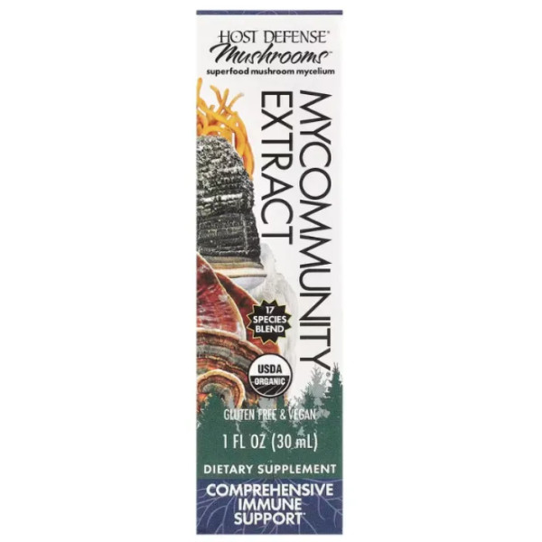 Підтримка імунітету, MyCommunity, Host Defense, Fungi Perfecti, екстракт, 30 мл.