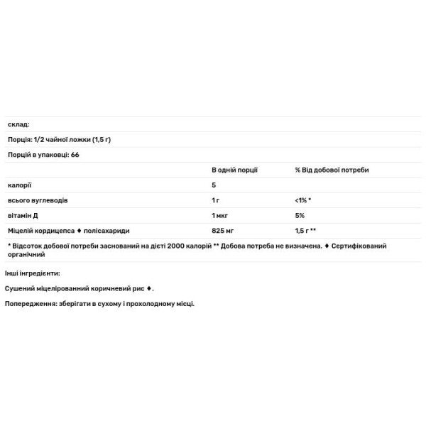 Кордіцепс, Cordyceps, Fungi Perfecti, міцелій грибів у порошку, добавка для поповнення запасу енергії, 100 г