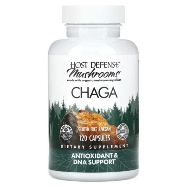 Чага, Chaga, Fungi Perfecti, Host Defense, 120 капсул