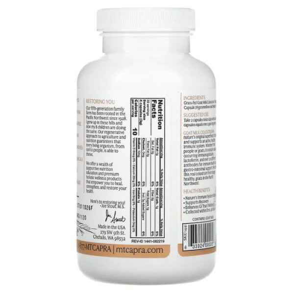 Молозиво з козячого молока, Goat Milk Colostrum, Mt. Capra, 120 капсул