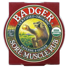 Бальзам від болю в м'язах 21 г, Badger Company Sore Muscle Rub, з кайєнським перцем та імбиром