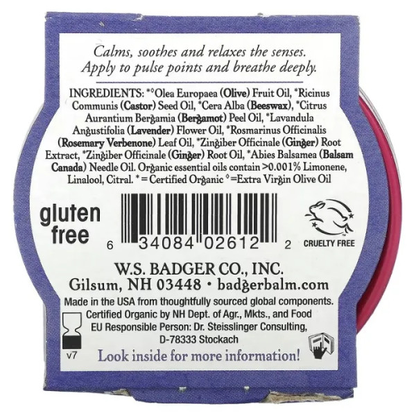 Бальзам для сну, лаванда і бергамот, Badger Company, 21 г