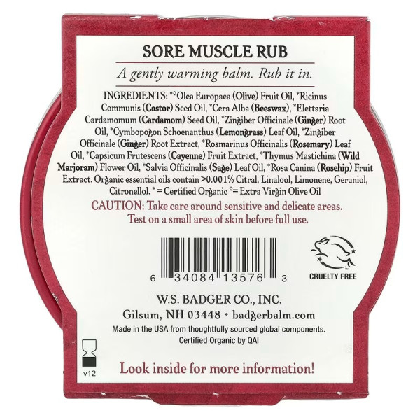Бальзам від болю в м'язах, Badger Company, 56 г
