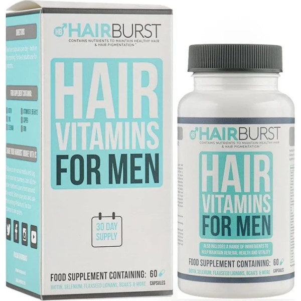 Вітаміни для росту та здоров'я волосся для чоловіків, Hair Vitamins, Hairburst, 60 капсул