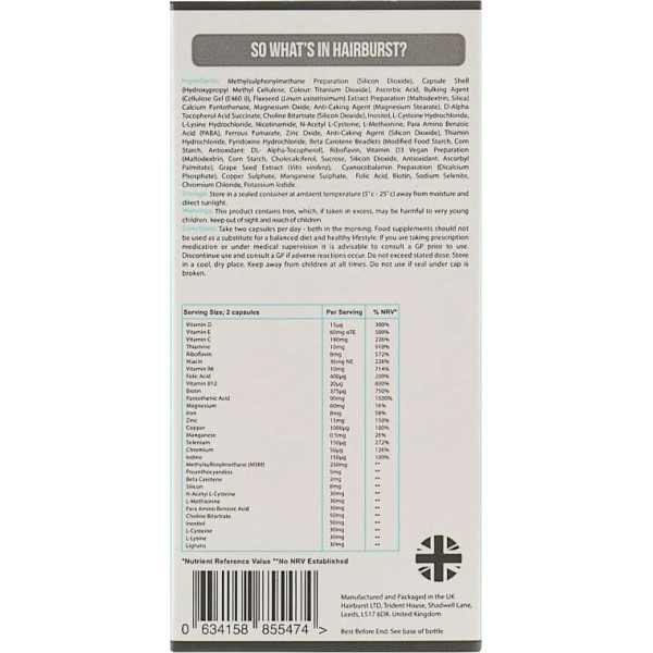 Вітаміни для росту та здоров'я волосся для чоловіків, Hair Vitamins, Hairburst, 60 капсул