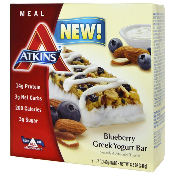 Батончики з грецьким йогуртом і чорницею, Greek Yogurt Bar, Atkins 5 бат.