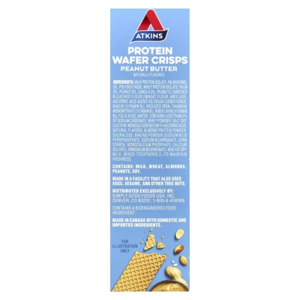 Протеїнові вафлі, Atkins, Anytime Snacks, з арахісовою пастою, 5 шт. по 36 г