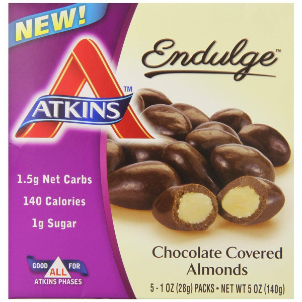 Мигдаль в шоколаді, Chocolate Covered Almonds, Atkins, Endulge, 5 пакетів