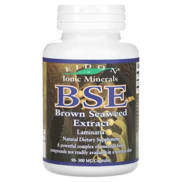 Бурі водорості, BSE (Brown Seaweed Extract), Eidon Ionic Minerals, екстракт, 500 мг, 90 капсул