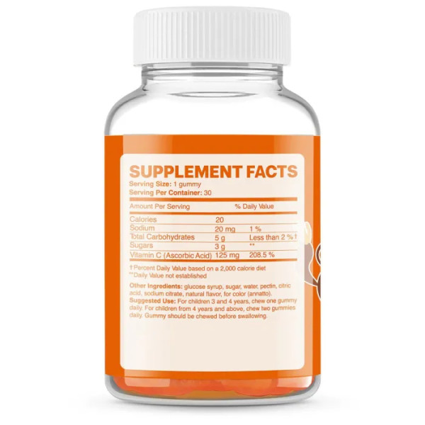 Вітамін С для дітей, Vitamin С for kids, Apnas Natural, 125 мг, 30 жувальних пастилок