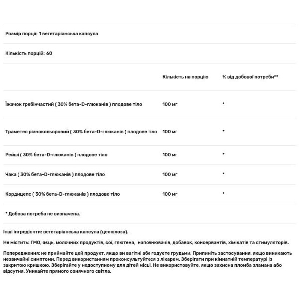 Комплекс грибів, Mushroom Total, Noomadic, 500 мг, 60 вегетаріанських капсул
