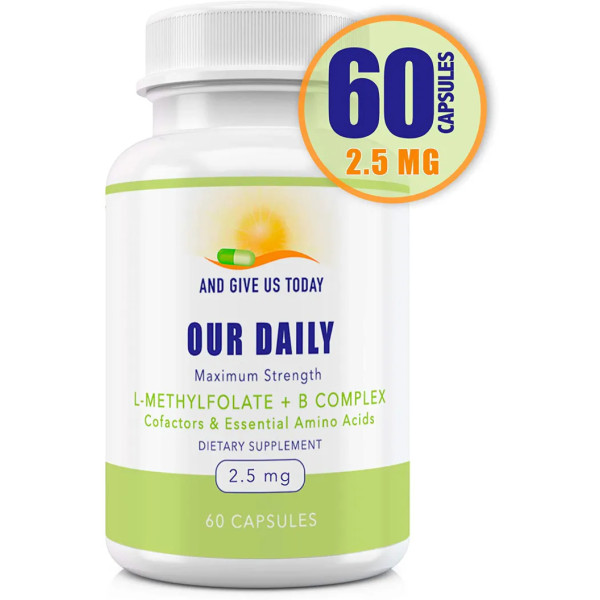 L-метилфолат і вітаміни групи В, L-Methylfolate + B Complex, Our Daily Vites, 2,5 мг, 60 капсул