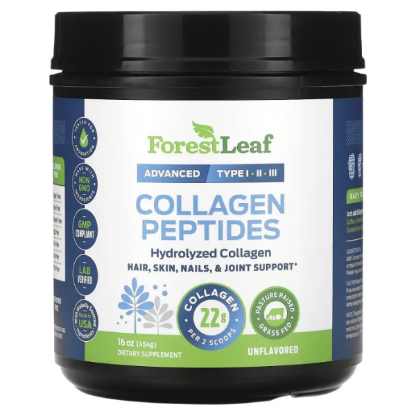 Пептиди колагену, Collagen Peptides, Forest Leaf, без смакових добавок, 454 г