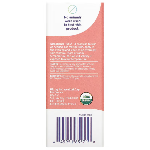 Масло обліпихи для шкіри, Sea Buckthorn Oil, Life Flo Health, чисте, без запаху, 30 мл