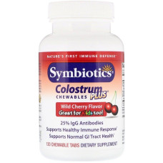 Колострум, Symbiotics Colostrum Plus, жувальні таблетки зі смаком дикої вишні, 120 штук