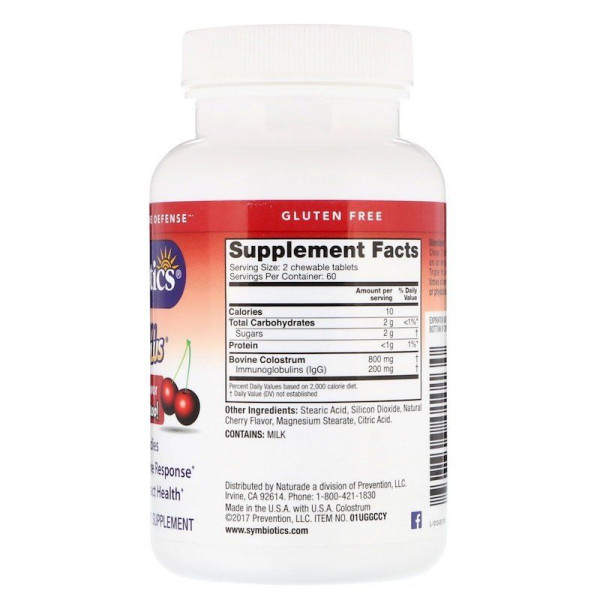 Колострум, Colostrum Plus, Symbiotics, смак дикої вишні, 120 жувальних таблеток