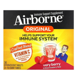 Підтримка імунітету, шипучі, смак ягоди, AirBorne Immune Support Supplement, 3 тюбики по 10 шипучих таблеток