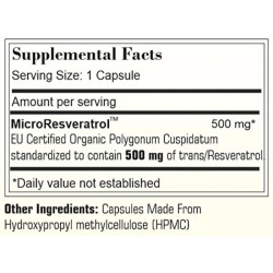 Ресвератрол 500 мг, Revgenetics Orgonica MicroResveratrol, 30 вегетарианских капсул