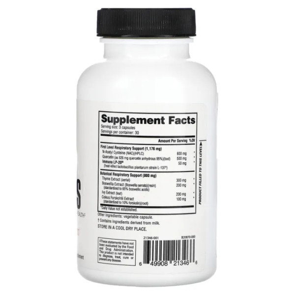 Здоров'я дихальної системи, Lungs, NutraBio, 90 капсул