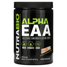 EAA амінокислоти, персиковий чай, NutraBio Alpha EAA, 413 г