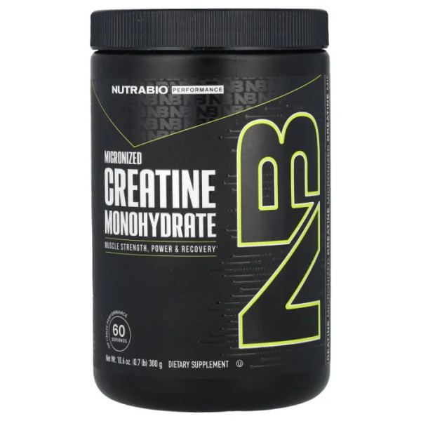 Креатин моногідрат, Micronized Creatine Monohydrate, NutraBio, мікронізований, 300 г