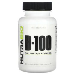 Витамины группы B, NutraBio B100, 90 растительных капсул