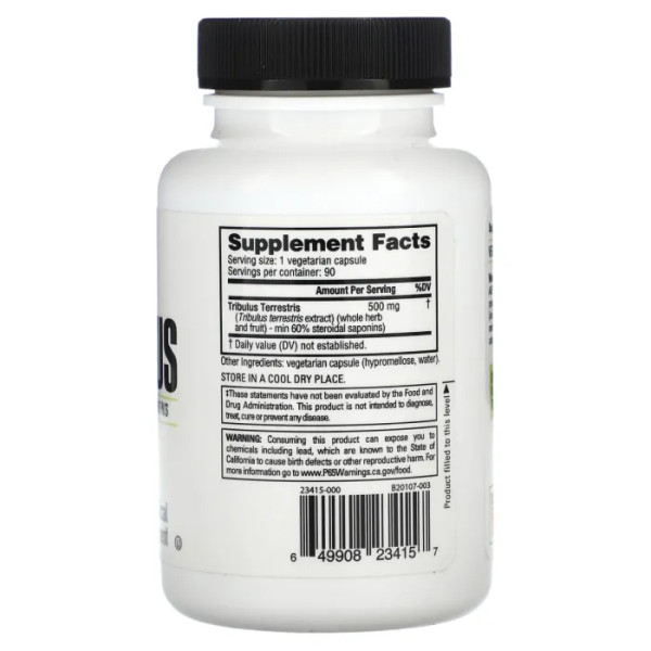 Трибулус терерис, Tribulus, NutraBio, 500 мг, 90 капсул