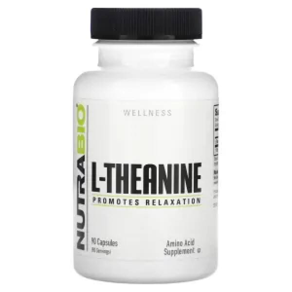 L-теанін, L-Theanine, NutraBio, 200 мг, 90 капсул