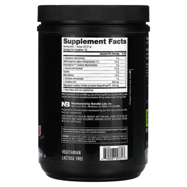 Будівельник м'язів, Extreme Nitric Stack, NutraBio, зі смаком апельсина, 617 г