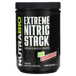 Бустер оксиду азоту, смак ківі та полуниці, NutraBio Extreme Nitric Stack, 624 г