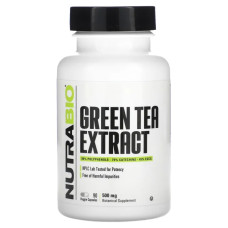 Екстракт зеленого чаю 500 мг, NutraBio Green Tea Extract, 90 рослинних капсул