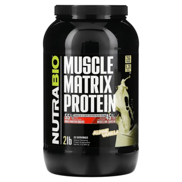 Протеїнова суміш, Muscle Matrix Protein, NutraBio, зі смаком альпійської ванілі, 907 г