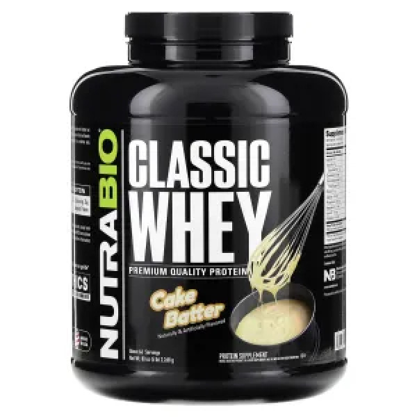 Сироватковий протеїн, Classic Whey Protein, NutraBio, зі смаком тіста для торта, 2268 г