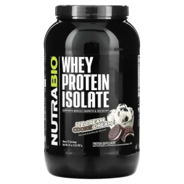 Ізолят сироваткового протеїну, Whey Protein Isolate, NutraBio, зі смаком морозива з печивом, 907 г