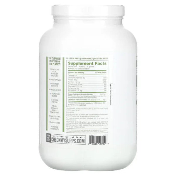 Ізолят сироваткового протеїну, Grass Fed Whey Protein Isolate, NutraBio, зі смаком матча-лате, 907 г