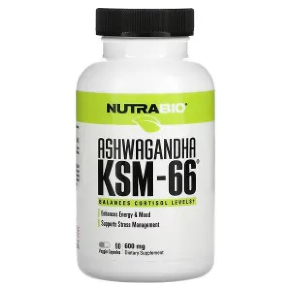 Ашваганда KSM-66, Ashwagandha KSM-66, NutraBio, 600 мг, 90 рослинних капсул