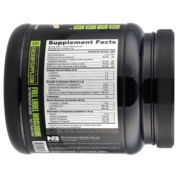 Післятренувальний комплекс, Reload Recovery Matrix, NutraBio, зі смаком полуниця-лимон, 868 г