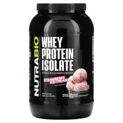 Изолят сывороточного протеина вкус клубничное мороженое, NutraBio Whey Protein Isolate, 907 г