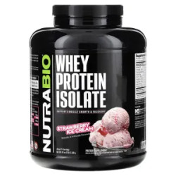 Изолят сывороточного протеина, вкус клубничное мороженое, NutraBio Whey Protein Isolate, 2268 г