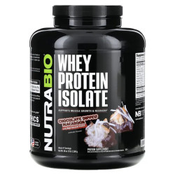Ізолят сироваткового протеїну, NutraBio Whey Protein Isolate, смак шоколадний макарон, 2268 г