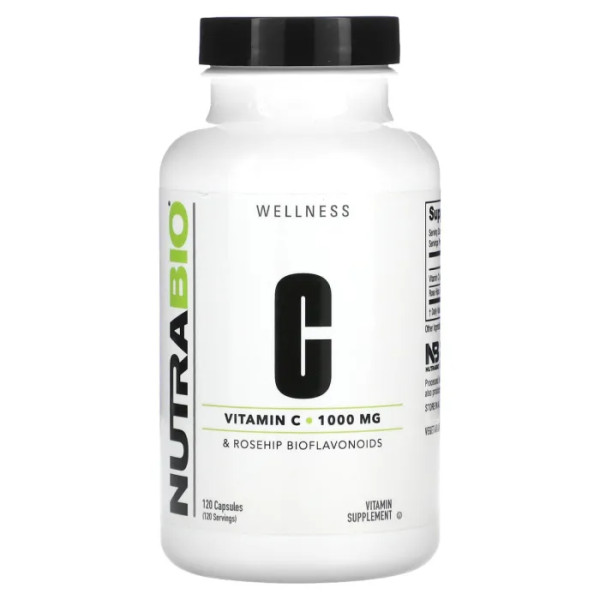 Вітамін С, Vitamin C, NutraBio, 1000 мг, 120 капсул