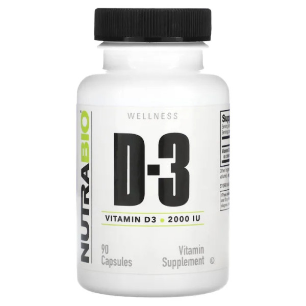 Вітамін D-3, Vitamin D-3, NutraBio, 2000 МО, 90 капсул